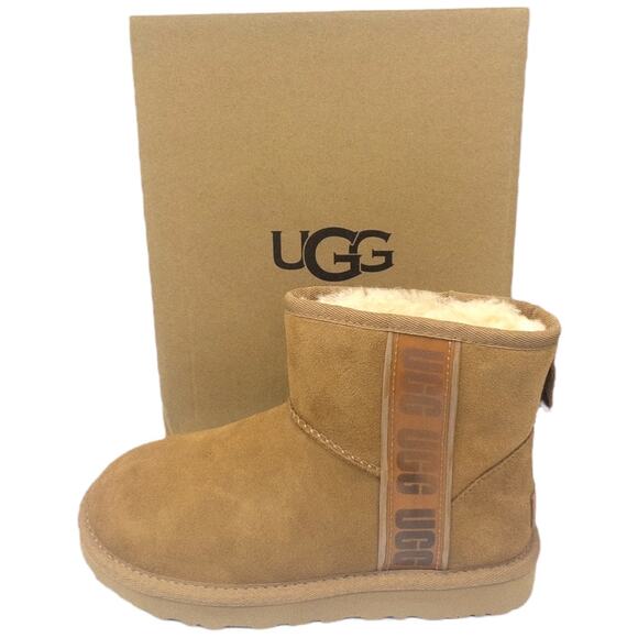 Authentic Ugg Classic Mini Side Logo II Boots Chestnut Women's 6 or 10 - Picture 1 of 6